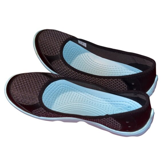 Pre-Loved Crocs Duet Busy Day Ballet Flats W Black & Blue Relaxed Fit - Picture 3 of 14